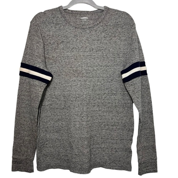 Old Navy Long Sleeve Thermal Gray Mens w White Stripe On Sleeves Mens Large - Picture 1 of 5